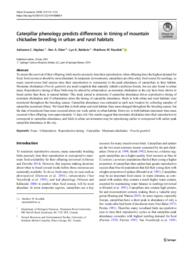 Caterpillar phenology predicts differences in timing of mountain chickadee breeding in urban and rural habitats