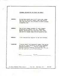 Personal declaration for peace tax credit