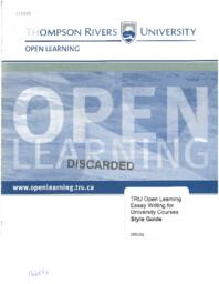 TRU open learning essay writing for university courses style guide