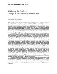 Widening the context: Change in the culture of small cities : Editor's introduction
