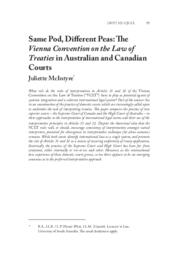 Same pod, different peas: The Vienna Convention on the Law of Treaties in Australian and Canadian Courts