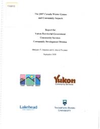The 2007 Canada Winter Games and community impacts: Report for Yukon territorial government community services community development division