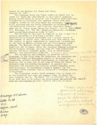 Letter to the editor regarding tools for peace (1987) draft