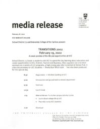 School District 73 and University Colelge of the Cariboo present Transitions 2002: A sneak preview of the life and opportunities at UCC