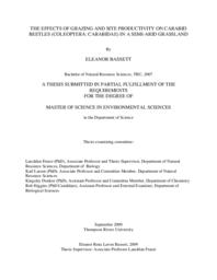 The effects of grazing and site productivity on Carabid Beetles (Coleoptera: carabidea) in a semi-arid grassland
