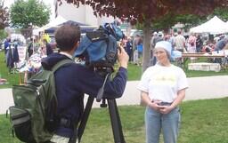2006 peace walk Anita Strong doing interview