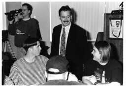 Premier Glen Clark with students
