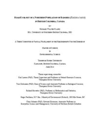 Road ecology of a northern population of badgers (Taxidea Taxus) in British Columbia, Canada