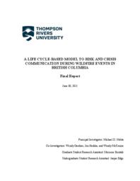A life cycle-based model to risk and crisis communication during wildfire events in British Columbia