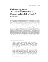 Undermining justice: The two rises of freedom of contract and the fall of equity