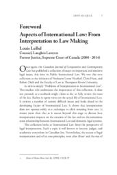 Foreword: Aspects of international law: From interpretation to law making