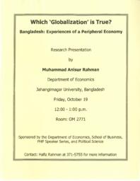 Which "Globalization" is True?: Bangladesh: Experiences of a Peripheral Economy