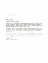 College response to disaster at the Kamloops main branch of the Cariboo Thompson Nicola Regional Library