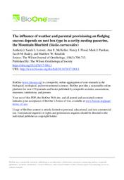 The influence of weather and parental provisioning on fledging success depends on nest box type in a cavity-nesting passerine, the Mountain Bluebird (Sialia currucoides)