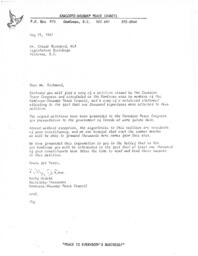 Letter to M.L.A. Claude Richmond about enclosed petition issued by the Canadian Peace Congress