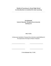 Models of learning at a rural high school: An introduction to localized on-line learning