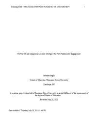 COVID-19 and Indigenous learners: Strategies for post-pandemic re-engagement