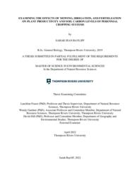 Examining the effects of mowing, irrigation, and fertilization on plant productivity and soil carbon levels of perennial cropping systems