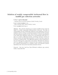 Solution of weakly compressible isothermal flow in landfill gas collection networks