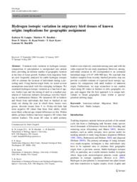 Hydrogen isotopic variation in migratory bird tissues of known origin: Implications for geographical assignment