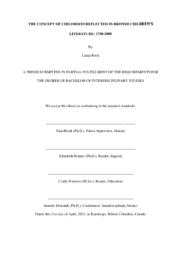 The concept of childhood reflected in British children's literature: 1750-1800