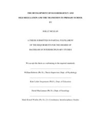 The development of ego-resiliency and self-regulation and the transition to primary school