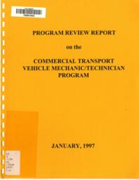 Program review report on the commercial transport vehicle mechanic/technician program