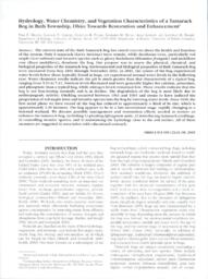 Hydrology, water chemistry and vegetation characteristics of a tamarack bog in Bath Township, Ohio