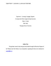 Xqéntwecw – Learning a Language Together: Secwepemctsín Mentor Apprenticeship Immersion