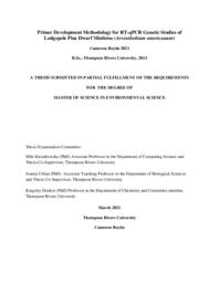 Primer development methodology for RT-qPCR genetic studies of Lodgepole Pine Dwarf Mistletoe (Arceuthobium americanum)