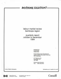 Labour market review Kamloops region: Quarterly report October to December 1994
