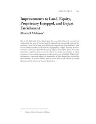 Improvements to land, equity, proprietary estoppel, and unjust enrichment