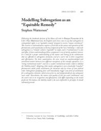 Modelling subrogation as an “equitable remedy”