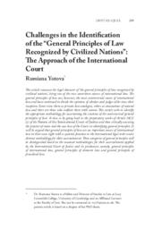Challenges in the identification of the “General Principles of Law Recognized by Civilized Nations”: The approach of the international court