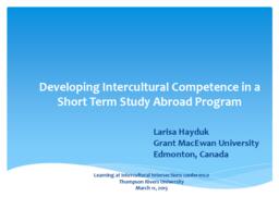 Developing Intercultural Competence in a Short Term Study Abroad Program