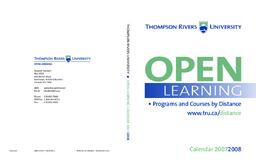 Thompson Rivers University Open Learning Calendar 2007-2008