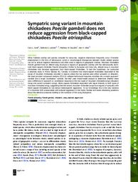 Sympatric song variant in mountain chickadees Poecile gambeli does not reduce aggression from black-capped chickadees Poecile atricapillus