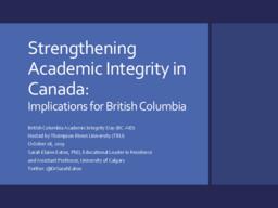 Strengthening academic integrity in Canada: Implications for British Columbia