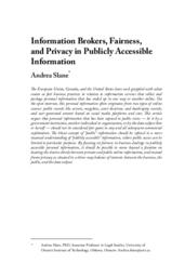 Information brokers, fairness, and privacy in publicly accessible information