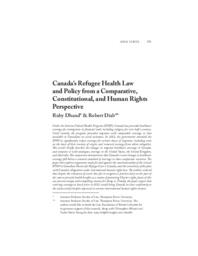 Canada’s refugee health law and policy from a comparative, constitutional, and human rights perspective