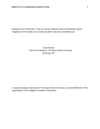 Rewards over punishment: How an incentive-based classroom rewards system targeted at all students can increase student motivation and behaviour