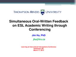 Simultaneous Oral-Written Feedback on ESL Academic Writing through Conferencing