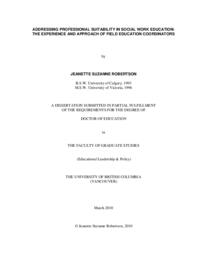 Addressing professional suitability in social work education: The experience and approach of field education coordinators