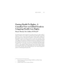 Putting health to rights: A Canadian view on global trends in litigating health care rights