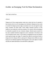 Zeolite: An emerging tool for mine reclamation