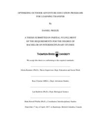 Optimizing outdoor adventure education programs for learning transfer