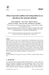 Effects of parental condition and nesting habitat on sex allocation in the mountain chickadee