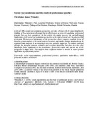 Social representations and the study of professional practice