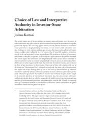Choice of law and interpretive authority in investor-state arbitration