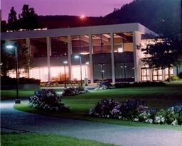 Culinary arts building at night